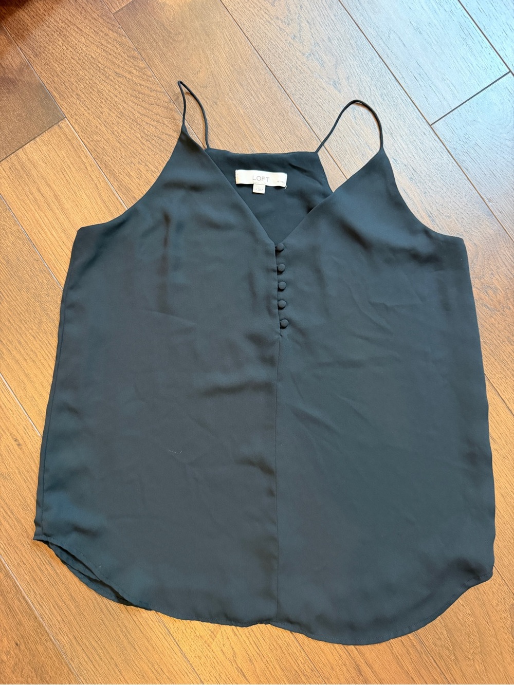 LOFT Black Silk-Feel Spaghetti Strap Cami Size Large Petites - C30-152
